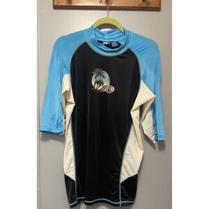 Kanu Surf Maui Short Sleeve Swim Shirt Blue Rash Guard Men's XL Wet Shirt